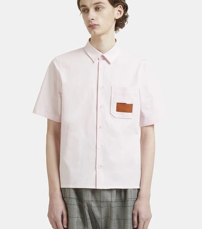 Raf Simons Short Sleeve Pocket Embroidered Shirt In Pink