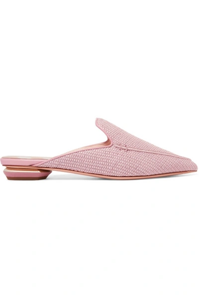 Nicholas Kirkwood Beya Raffia Slippers In Pastel Pink