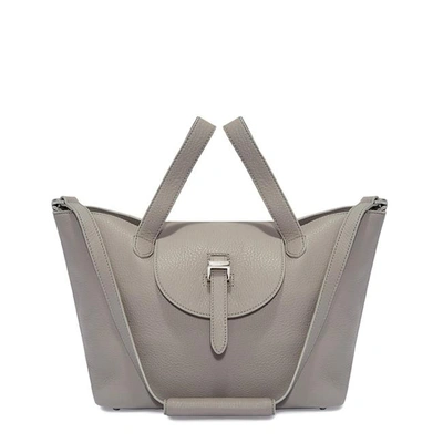 Meli Melo Thela Medium Taupe Grey Leather Tote Bag For Women