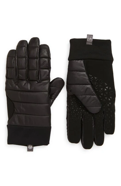 Ur All Weather Mixed Media Puffer Gloves In Black