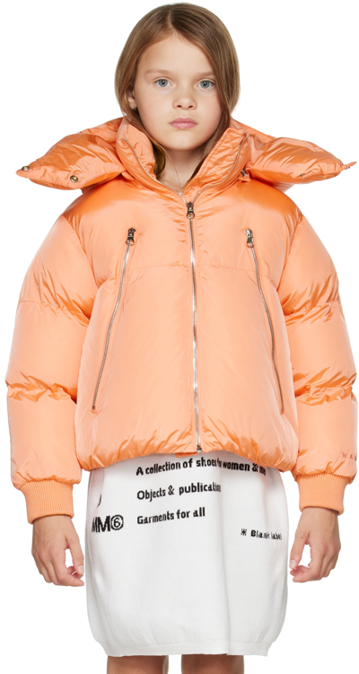 Mm6 Maison Margiela Kids Pink Zip Jacket In Arancione