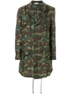 Faith Connexion Camouflage Print Raincoat In Army Khaki