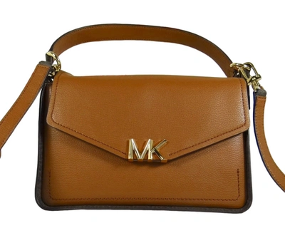 Michael Kors Sylvia Luggage Leather Medium Convertible Shoulder Crossbody Bag In Brown Luggage/gold