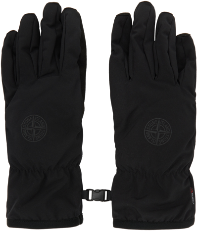 Stone Island Compass Patch Gloves In Black