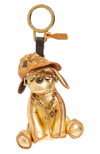 Mcm Metallic Golden Dog Handbag Charm