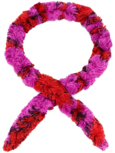 Missoni Skinny Fine Knit Bi Colour Scarf In Pink