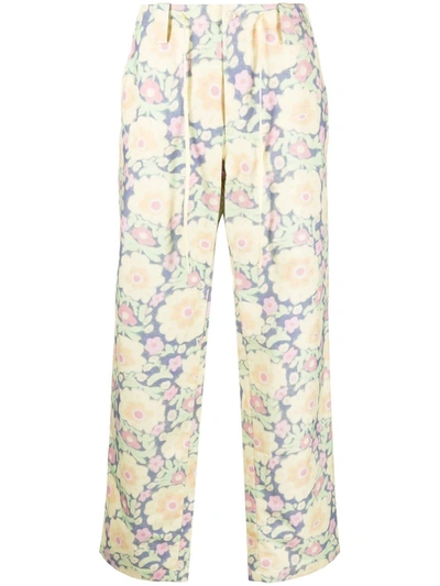 Jacquemus Floral-print Straight-leg Trousers In Yellow
