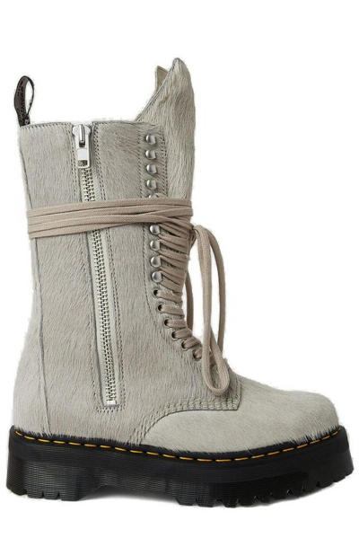 Rick Owens Pearl Leather Strobe Boots In Multi-colored