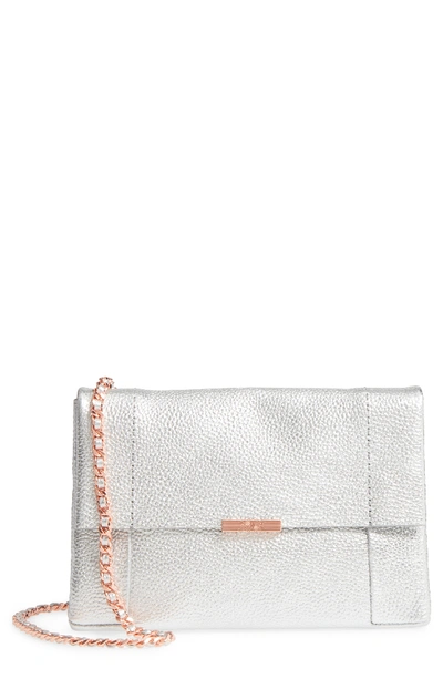 Ted Baker Parson Leather Crossbody Bag - Metallic In Silver