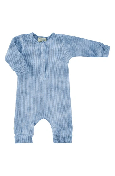 Paigelauren Babies' Thermal Organic Cotton & Modal Romper In Blue Tie Dye