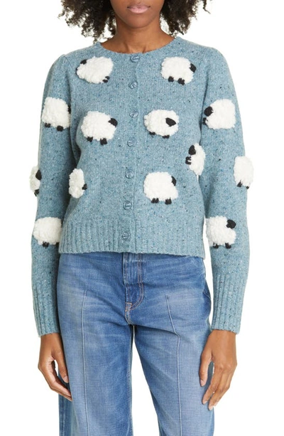 Sea Samira Sheep Appliqué Merino Wool Blend Cardigan In Stone