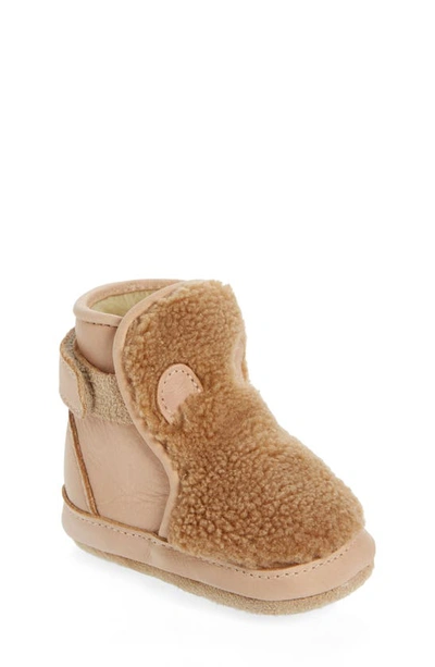 Donsje Kids' Richy Teddy Bear Faux Fur Slip-on Shoe In Light Maple Curly Faux Fur