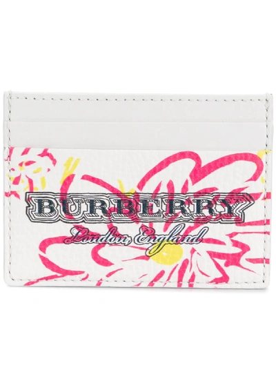 Burberry Doodle Spring Leather Card Holder In White