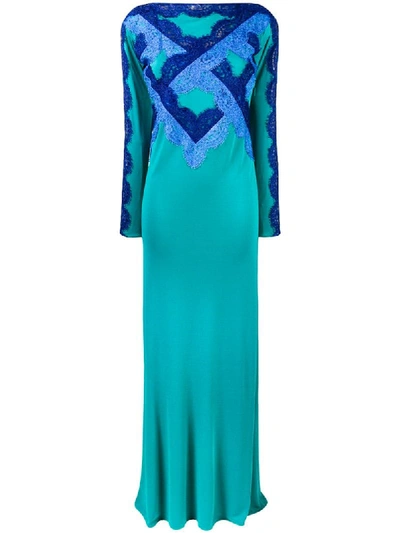 Emilio Pucci Contrast Lace Jersey Gown In Blue