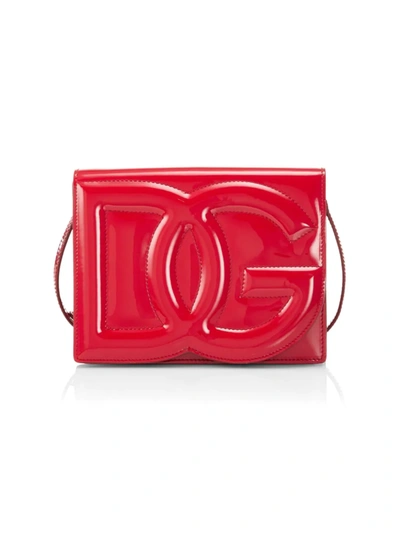 Dolce & Gabbana Patent Leather Logo Crossbody Bag In Red