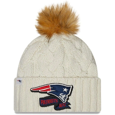 New Era Cream New England Patriots 2022 Sideline Cuffed Knit Hat