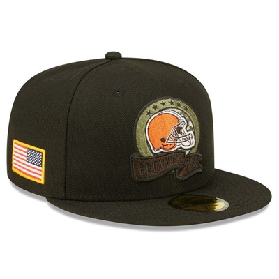 New Era Black Cleveland Browns 2022 Salute To Service 59fifty Fitted Hat