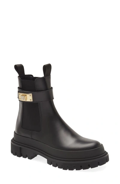 Dolce & Gabbana Lug Sole Chelsea Boot In Black