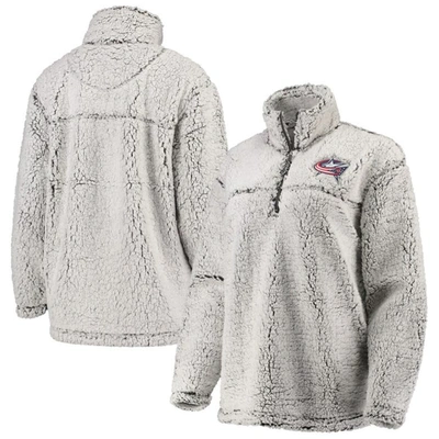 G-iii 4her By Carl Banks Gray Columbus Blue Jackets Sherpa Quarter-zip Pullover Jacket