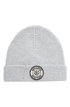 Rag & Bone Charlie Logo Patch Rib Wool Blend Beanie In Grey