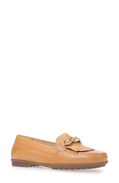 Geox Elidia Moccasin Loafer In Caramel Leather