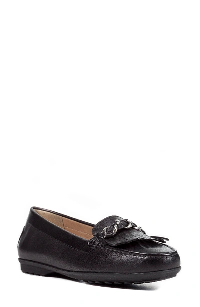 Geox Elidia Moccasin Loafer In Black Leather