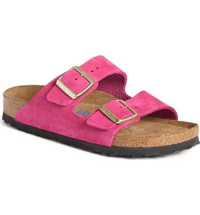 Shop Birkenstock 'arizona' Soft Footbed Sandal In Shocking Pink Nubuck