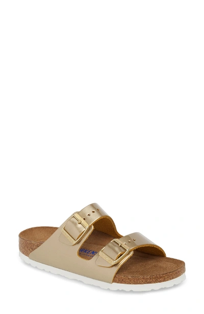 Birkenstock Women s Arizona Patent Leather Slide Sandals In Spectacular Platinum Leather ModeSens