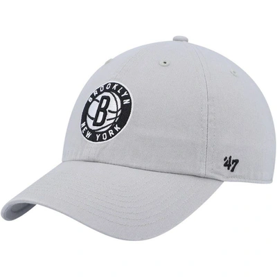 47 ' Gray Brooklyn Nets Team Logo Clean Up Adjustable Hat