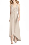 Jenny Packham Ruffle High/low Chiffon Gown In Cameo