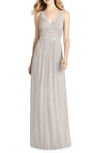 Jenny Packham Pleat Bodice Chiffon A-line Gown In Oyster