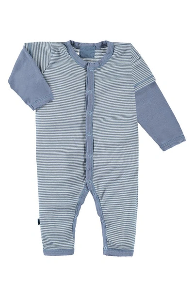 Paigelauren Babies' Stripe Long Sleeve Romper In Soft Blue Stripe