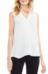 Vince Camuto Rumple Satin Sleeveless Peplum Top In New Ivory