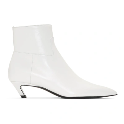 Balenciaga Talon Slash Leather Ankle Boots In White