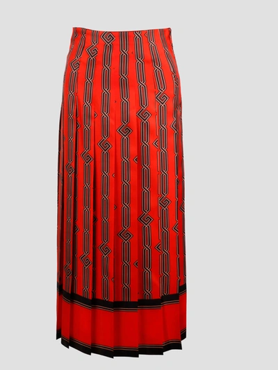 Gucci Square G Chain Print Silk Skirt In Red
