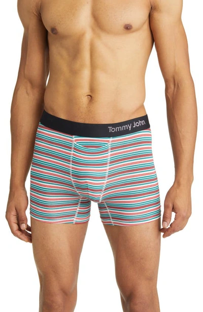 Tommy John Cool Cotton 4-inch Boxer Briefs In Ice Blue Tabloid Stripe