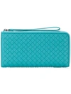 Bottega Veneta Aqua Intrecciato Nappa Zip In Blue