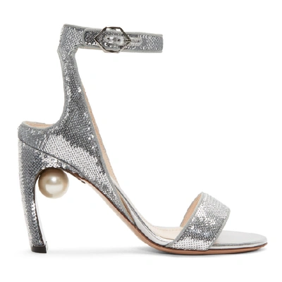 Nicholas Kirkwood Lola Faux-pearl Sequin-embellished Sandals In Metallic