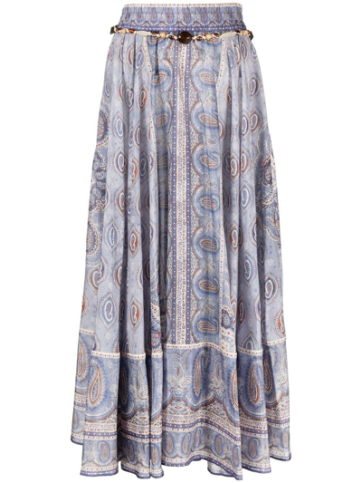 Zimmermann Vitali Paisley Maxi Skirt In Blue