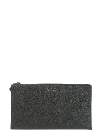 Michael Michael Kors Mercer Leather Clutch In Nero