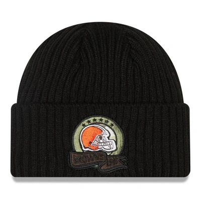 New Era Black Cleveland Browns 2022 Salute To Service Knit Hat