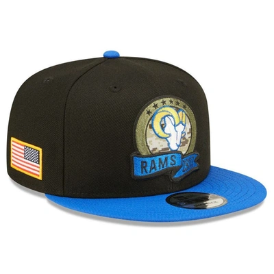 New Era Men's  Black, Blue Los Angeles Rams 2022 Salute To Service 9fifty Snapback Hat In Black,blue