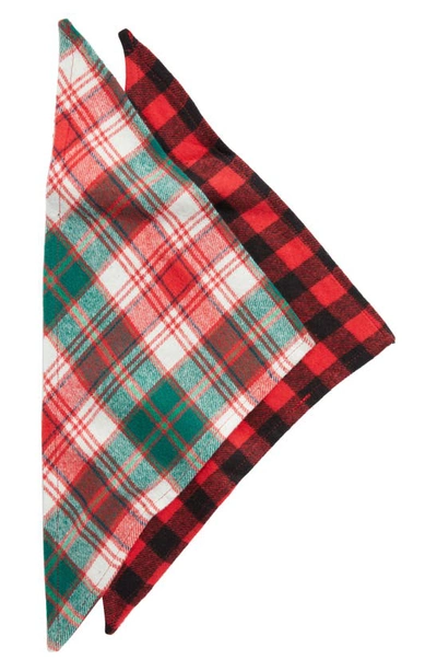 Nordstrom Matching Family Moments Assorted 2-pack Pet Bandanas In Red Lollipop Aiden Plaid