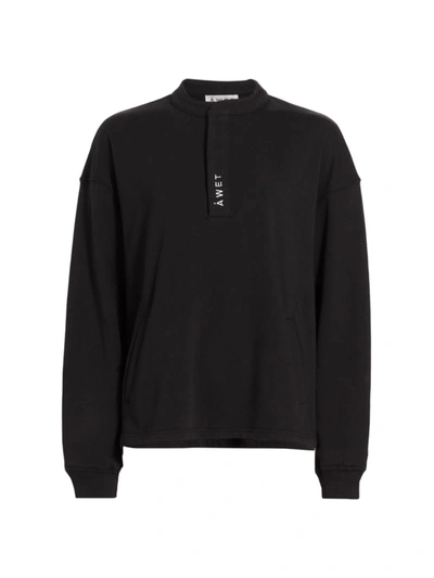 Awet Caloue Henley Sweater In Black
