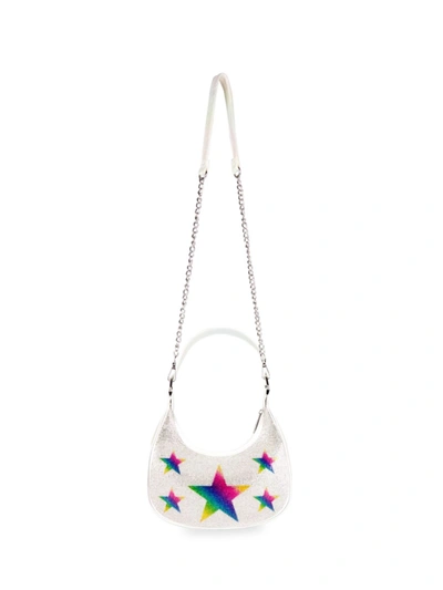 Bari Lynn Girl's Embellished Chevron Patterned Heart-Shaped Bag