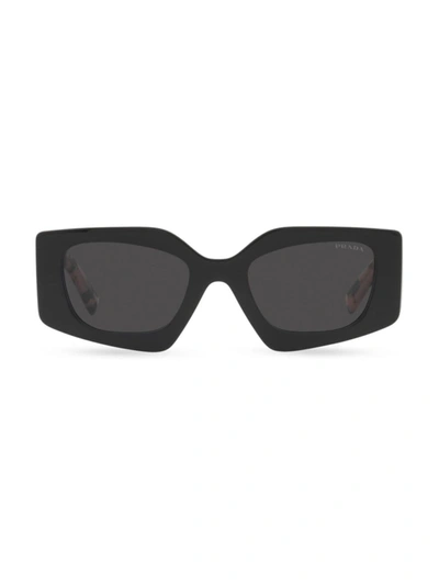 Prada 51mm Rectangular Acetate Sunglasses In Black