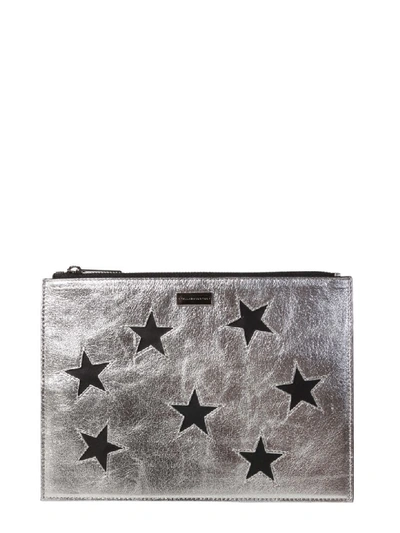 Stella Mccartney Document Case With Stars In Argento
