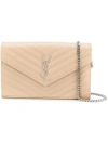 Saint Laurent Monogram Chain Wallet In Neutrals