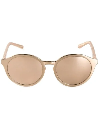 Linda Farrow 'round Brushed' Sunglasses In Brown