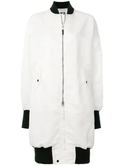 Y-3 Reversible Oversized Nylon Bomber Jacket In Bianco